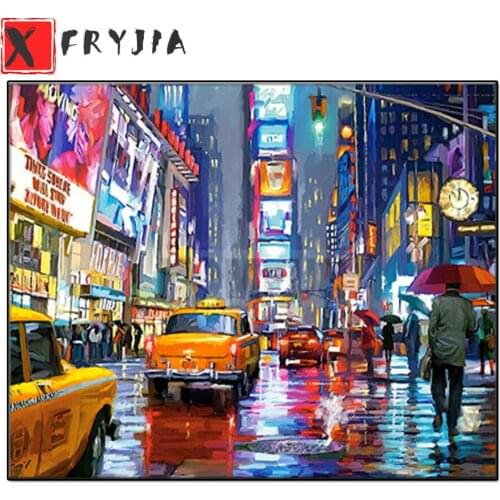 Full Square Round Drill 5D DIY full round square Diamond Painting city street 3D Embroidery Cross Stitch mosaic Rhinestone Decor