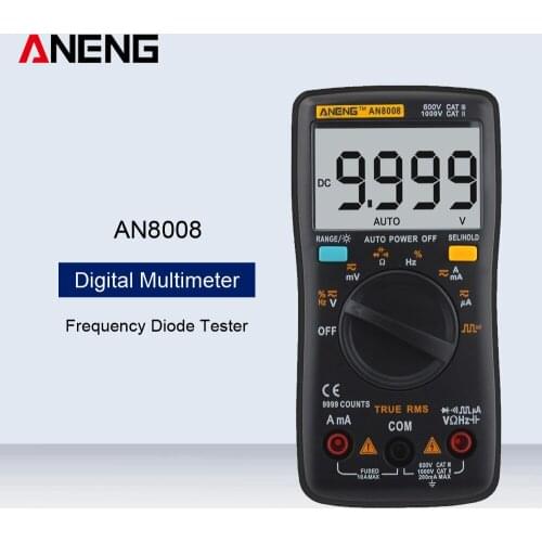 ANENG AN8008 Profesional Digital Multimeter Transistor Tester Electric Meter AC/DC Volt Amp Ohm Capacitance Frequency Diode Test