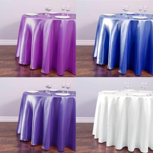 White Satin Round Table Cloth Table Cover Wholesale for Wedding Christmas Tablecloth Decors for Home Event Party Hotel Supplies