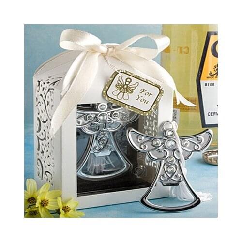 Free shipping 50pcs/lot stainless steel angel wedding bottle opener favors, party giveaway souvenirs