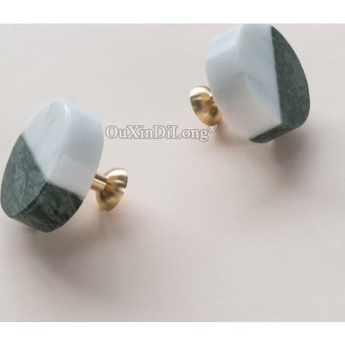 Free Shipping 2PCS Brass+Natural Marble European Furniture Handles Drawer Pulls Cupboard Wardrobe Kitchen TV Wine Cabinet Knobs