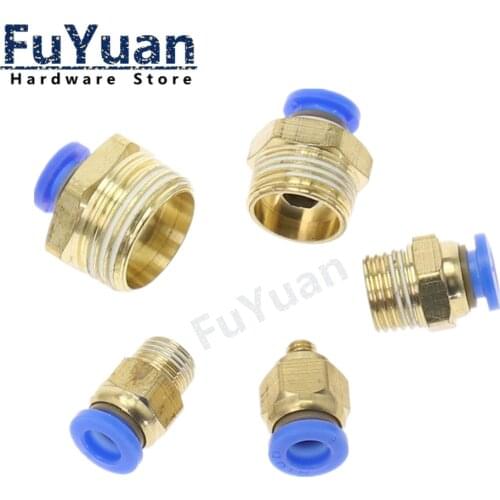 Air Pneumatic 4mm - 16mm Hose Tube 1/4" 1/8" 3/8" 1/2" 3/4" Male Thread Air Pipe Connector Quick Coupling Brass Fitting 1 Pcs