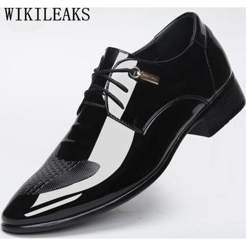 Designer Luxury Brand Wedding Shoes Man Patent Leather Black Oxford Shoes For Men Formal Mariage Mens Pointed Toe Dress Shoes