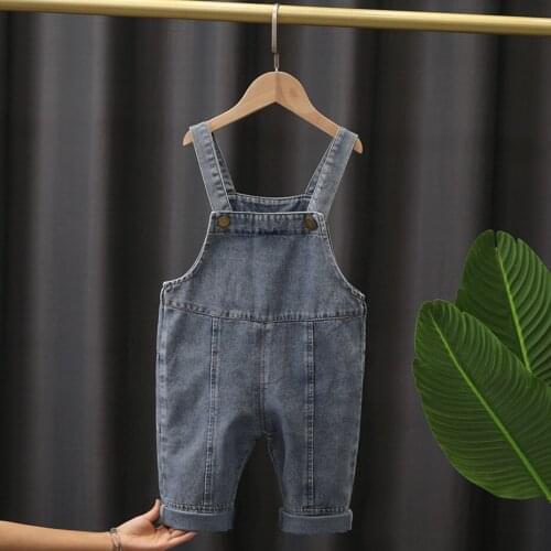 Kids Overalls Solid Color Boys Girls Denim 2021 New Jeans Tollder Rompers Children Clothes Toddler Jumpsuit Child Clothing
