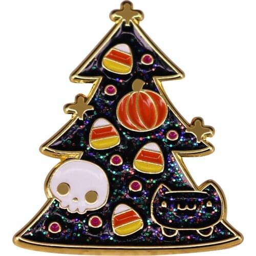 Halloween Pumpkin Candy Corn Fudge Black Cat Brooch Pins Enamel Metal Badges Lapel Pin Brooches Fashion Jewelry Accessories