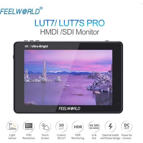 FEELWORLD LUT7/LUT7S PRO 7 Inch 4K HDMI/SDI 3D-LUTs Touch Screen 1920*1200 IPS FHD 2200NIT on Camera DSLR Field Monitor