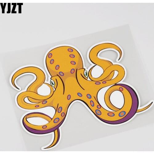 YJZT 15.7CMX12.2CM Interesting Cartoon Octopus Fish Car Sticker Decal 13B-0061