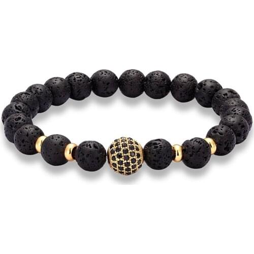 JAAFAR Luxury CZ Bracelet Bracelet Set Charm Mens Bracelet Stone Beads Elastic Natural Stone Beads Couple Mens Hand Jewelry