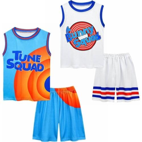 Space 2 Jam Jersey Kids James Cosplay Costume Tune Squad Basket Shirt Vest Shorts Set Summer Basketball Uniform Sports Suit