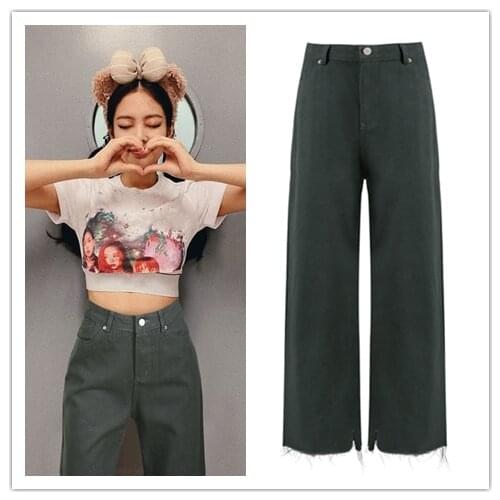 Kpop Korean Celebrity Summer Loose Sexy Wide leg Jeans Women Fashion Streetwear Casual Retro Straight Denim Ankle-length Pants