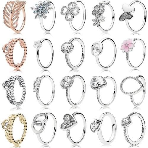 2018 Hot Sale 20 Styles Crown Wedding Rings For Women European Original Brand Engagement 925 Silver Ring Fashion Jewelry Gift