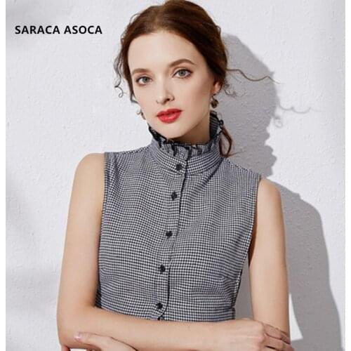 Fashion Vintage Plaid Stand-up Fake Collar Women All Match Round Neck Sweater Detachable Collars A521