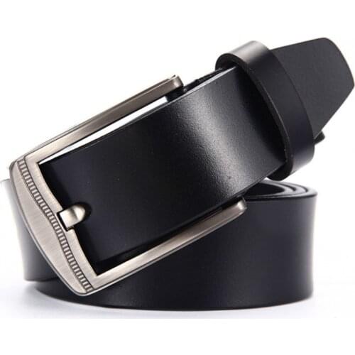 Peikong Brand Genuine Mens Leather Fashion Belt Alloy Material Pin Buckle Business Retro Mens Jeans Wild High Quality Belts