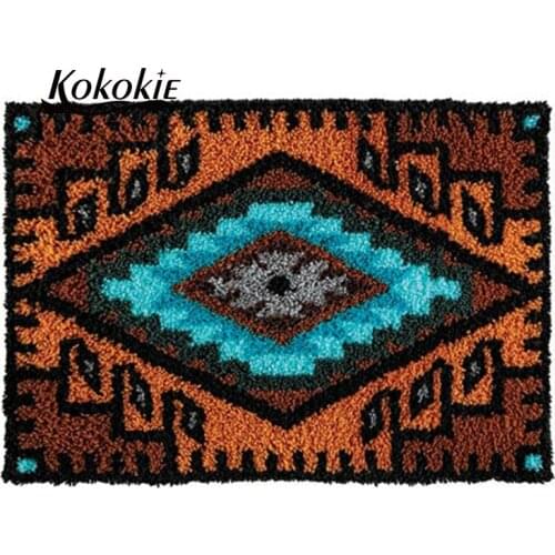 Latch hook rug kits mandala for adults large printed canvas yarn carpet diy latch hook rug kits carpet embroidery carpet diy rug