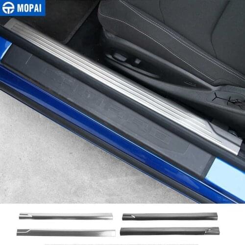 MOPAI Car Interior Door Sill Scuff Plate Entry Guard Foot Plat Decoration Stickers for Chevrolet Camaro 2017 Up Car Accessories