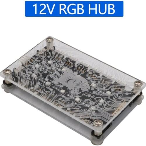 Newest Version 12V RGB Hub with Acrylic Case and Magnetic Standoff for ASUS/MSI 12V 4Pin LED Controller