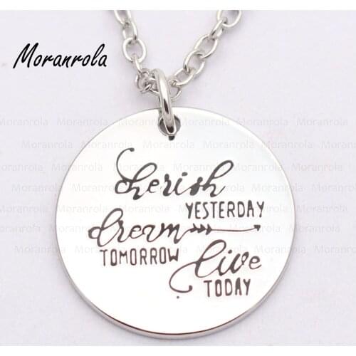 New arried "Cherish yesterday dream tomorrow live today " copper Necklace & Keychain charm inspirational Sayings Jewelry