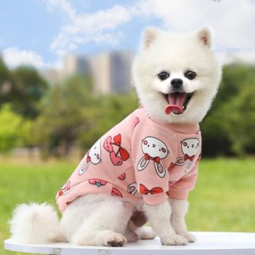 Cartoon Print Dog Clothes Warm Thin Fleece Sweater for Small Medium Dogs Pullover