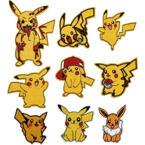 Pokemon Clothes Patches Pikachu Bulbasaur Charizard Iron Patches Heat Transfer Embroidered Applique Anime Clothing Patches