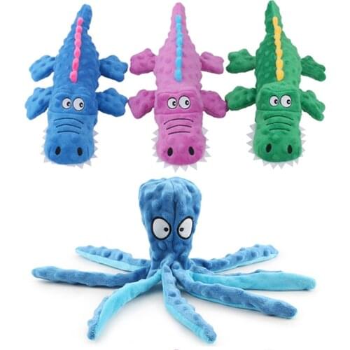 Octopus Crocodile Squeak Dog Toy Squid Puppy Plush Pet Toy Play Interactive Cat Supplies For Clean Teeth