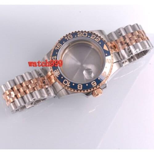 Fit MIYOTA 8205 8215 DG2813 3804 ETA 2836 Movement Ceramic Bezel Sapphire Glass 40mm Solid steel Rose gold watch case