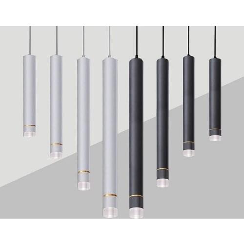 Dimmable 7W 12W Pendant Led light Long Tube Kitchen Island Dining Room lights fixtures Cylinder Pipe Hanging for home decor