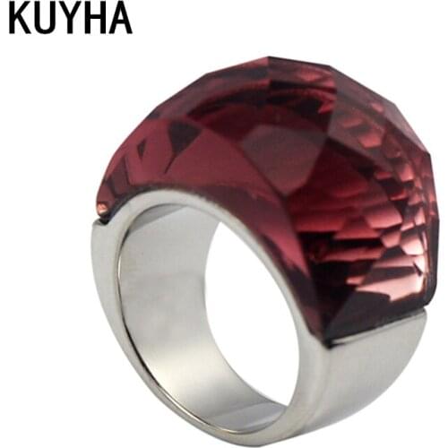 Simple Style Rings for Women Multicolors Vintage Charms Female Cool Ring Femme Fashion Glass Jewelry Size 6 7 8 9