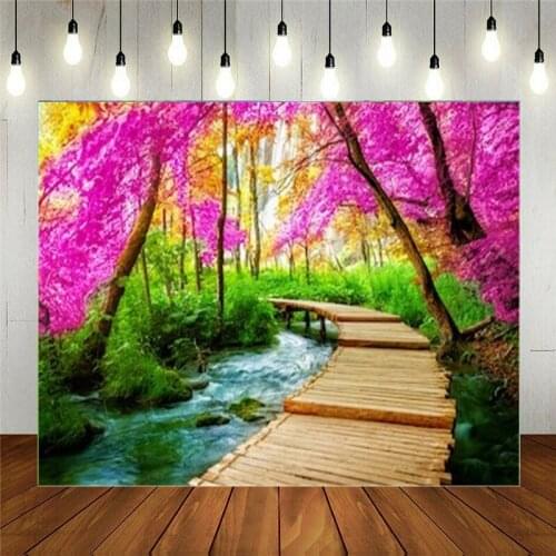 Photo Studio Props Photography Backdrop Natural Landscape Beautiful Wood Road In The National Park Vinyl Background For Portrait