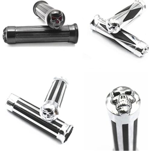 1'' 25mm Skull Motorcycle Handlebar Hand Grips For Harley XL1200L Suzuki Intruder 1500 Kawasaki Vulcan 800 Honda VTX1300 Yamaha
