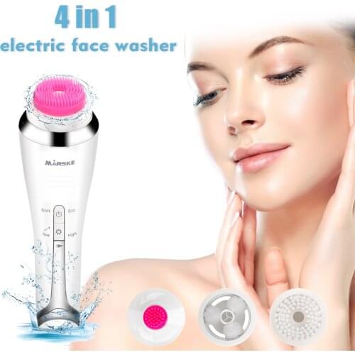 4 In1 Electric Facial Cleansing Brush Automatic Rotation Heating Massage Deep Remove Blackhead Acne Face Clean Skin Care Tools