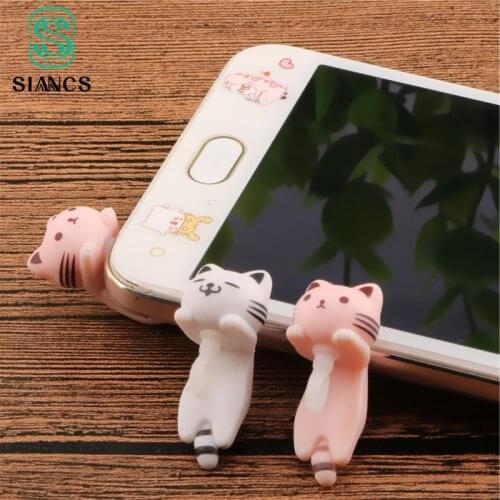 SIANCS Cute cat universal 3.5MM Mobile Phone Earphone Jack Dust Plug For iPhone 6 Android Smart Phone Anti Dust Plug