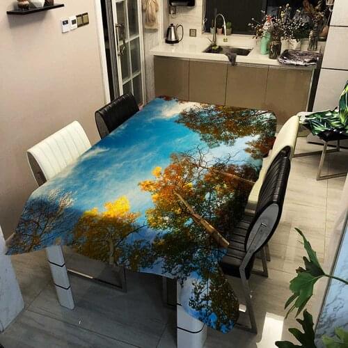 Forest Scenic Seasons Tablecloths Rectangular Art Mantel Mesa Tapestry Table Cloth Tovaglia Tea Coffee Tablecloth cover