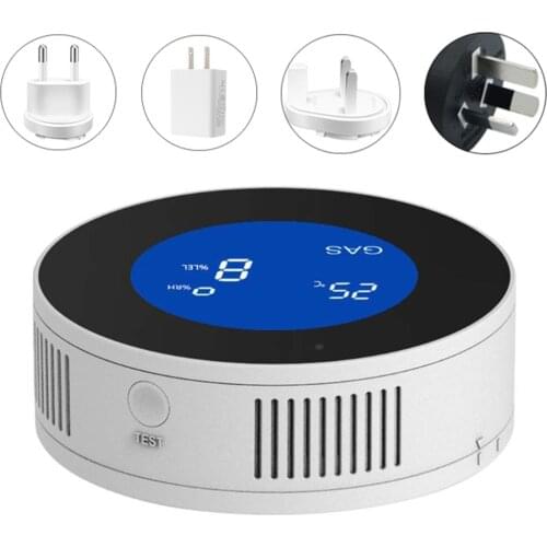 2021 Tuya Wifi Smart Natural Gas Alarm Sensor With temperature function Combustible Gas Leak Detector LCD Display Smart Life App
