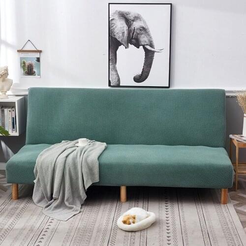 Elastic Thicked Armless Sofa Bedspread Stretch Velvet Solid No Armrest Folding Seat Slipcovers Universal All-inclusive Protector