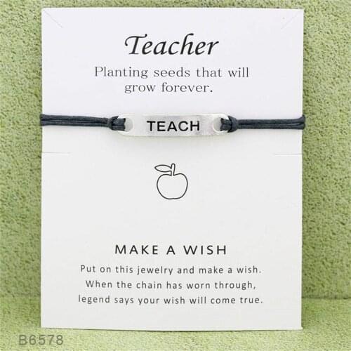 Y30 Teach Apple Teacher Bracelet Jewelry Mint Blue Red Colors Women Men Unisex Drop Shipping