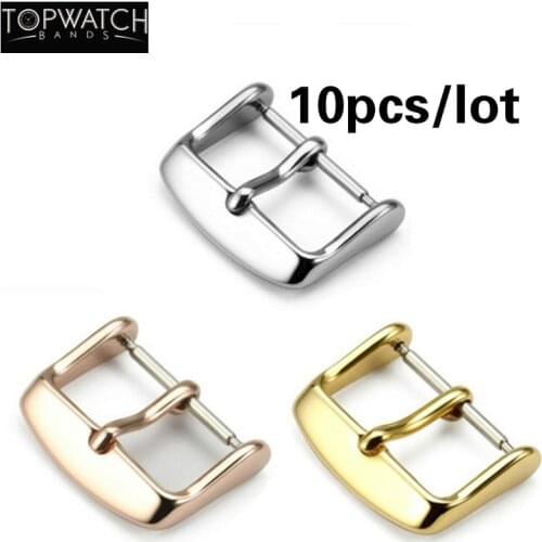 10PCS Watches Watch Buckle Silver Gold Black Stainless Steel Watchband Strap Clasp Wristwatch 16mm 18mm 20mm 22mm