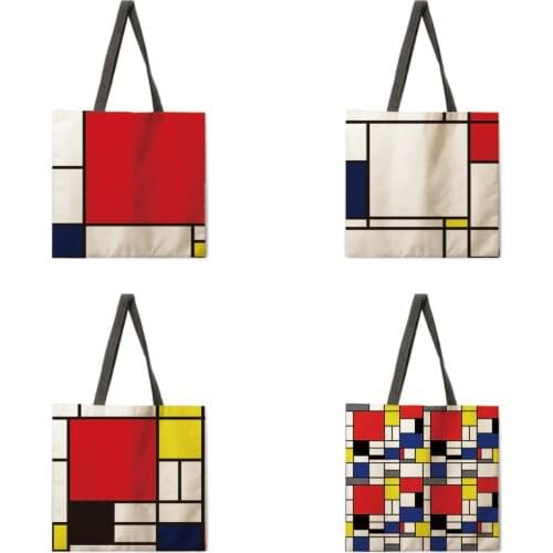 Ladies Shoulder Bag Beach Tote Bag Nordic Geometry Ladies Handbag Tote Bag Reusable Shopping Bag