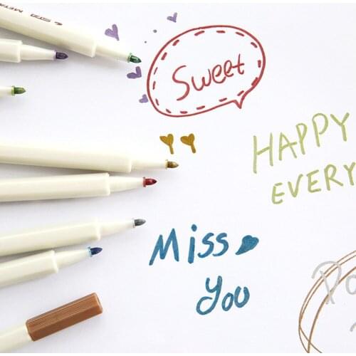 10pcs Drawing Painting Marker Pens Metallic Color Pens for Black Paper Art Supplies Marker Pen Stationery Material Escolar
