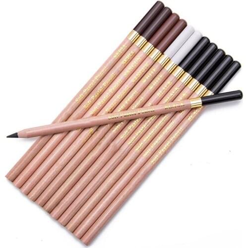 12 Pcs/box Artist Soft Pastel Pencils Crayon Charcoal Pencils Artiste Wooden Non Toxic Pencil For Sketching Drawing