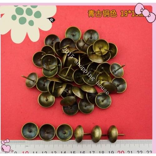 19mm*19mm Fasteners bronze color iron Upholstery Nail Jewelry Box Wall Door Sofa Furniture Decorative Tack Stud Pushpin
