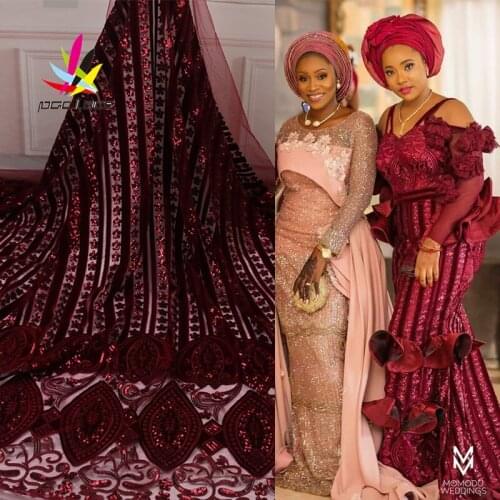 2019 High Quality Guipure Lace Sequence Lace Embroidery Tulle Lace Fabric For Women Dress Gold Color XZ2402B-1