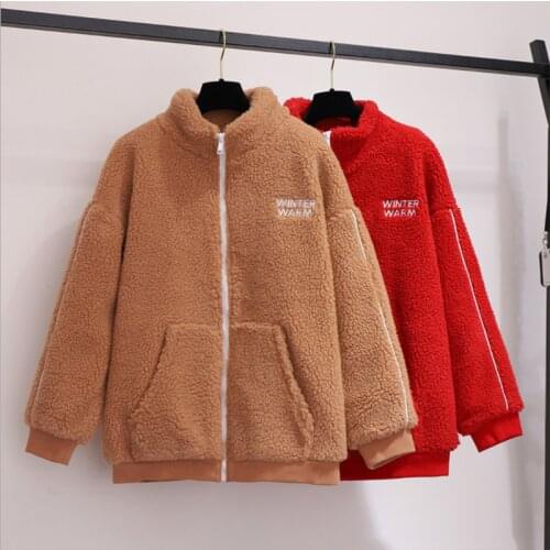 Plus Size 6XL Womens Lamb Fur Jacket Winter Fashion Korean Fleece Tops Lamb Fur Loose Thicken warm Jackets overcoat