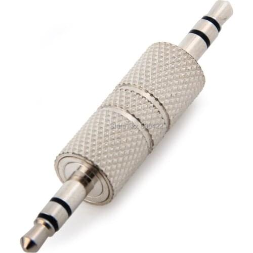 3.5mm Metal Male to Male Stereo Socket End Audio Adapter Jack Connector Silver