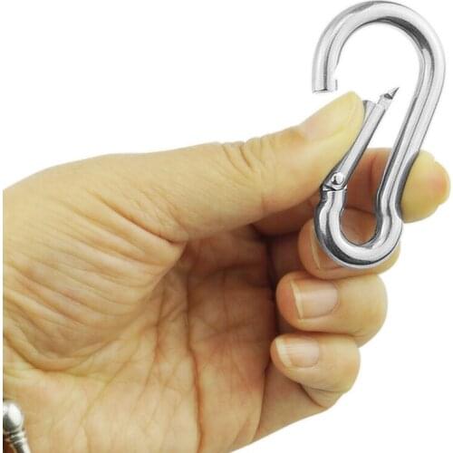 304 Stainless Steel Spring Snap Carabiner Quickdraw Keychain 5mm x 50mm