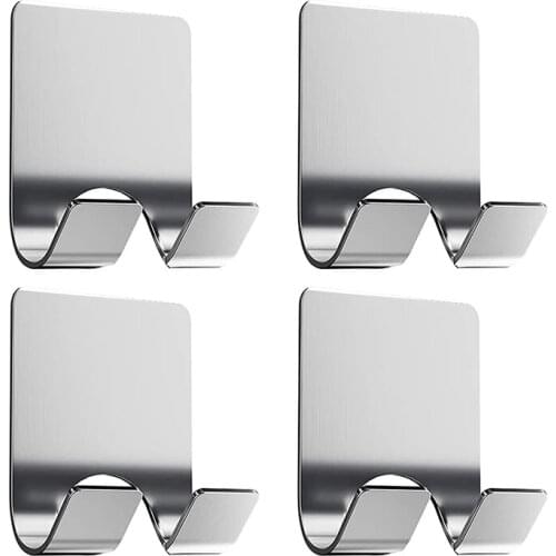 4 Pcs 304 Stainless Steel Razor Rack Punch-free Self-adhesive Bathroom Hanger Can Hang Plug Shaver Double Hook