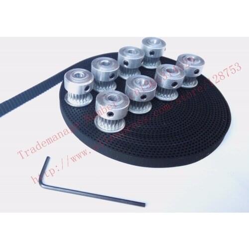 8pcs 20teeth S2M Timing Pulley Bore 5mm + 5Meters S2M timing Belt Wide 6mm S2M belt pulley for RepRap Prusa Mendel 3D printer