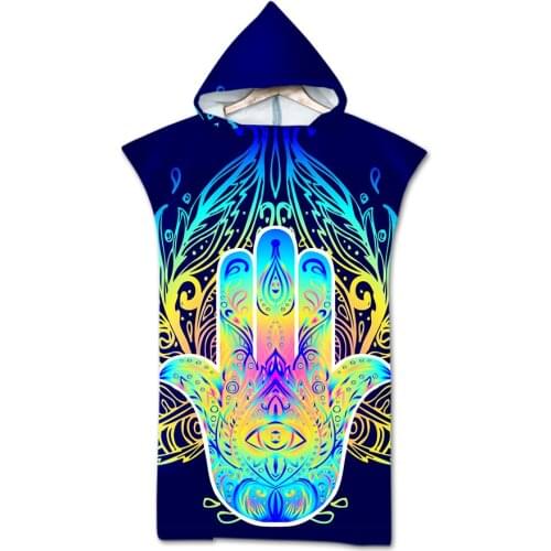 New printed Bath Beach Towel with Hood Microfiber Robe Towel Poncho for Swimming Beach Surf unisex Bathrobe Beachwear