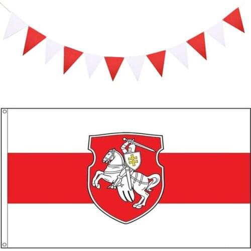 90*150 Republic of Belarus White Red String Banner Charms Knight Coat of Arms of Belarus Historical Flag Bunting Decoration