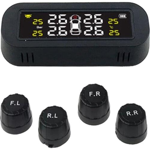 Wireless Solar Power Tyre Pressure Monitoring System Real-time LCD Display & External Sensor Smart Tyre Pressure Gauge