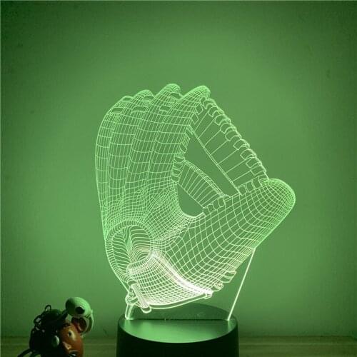 Baseball Glove 3D LED Night Light 7 Colors Touch Optical Illusion Action Figure Cosplay Model Lamp Decoration Toy